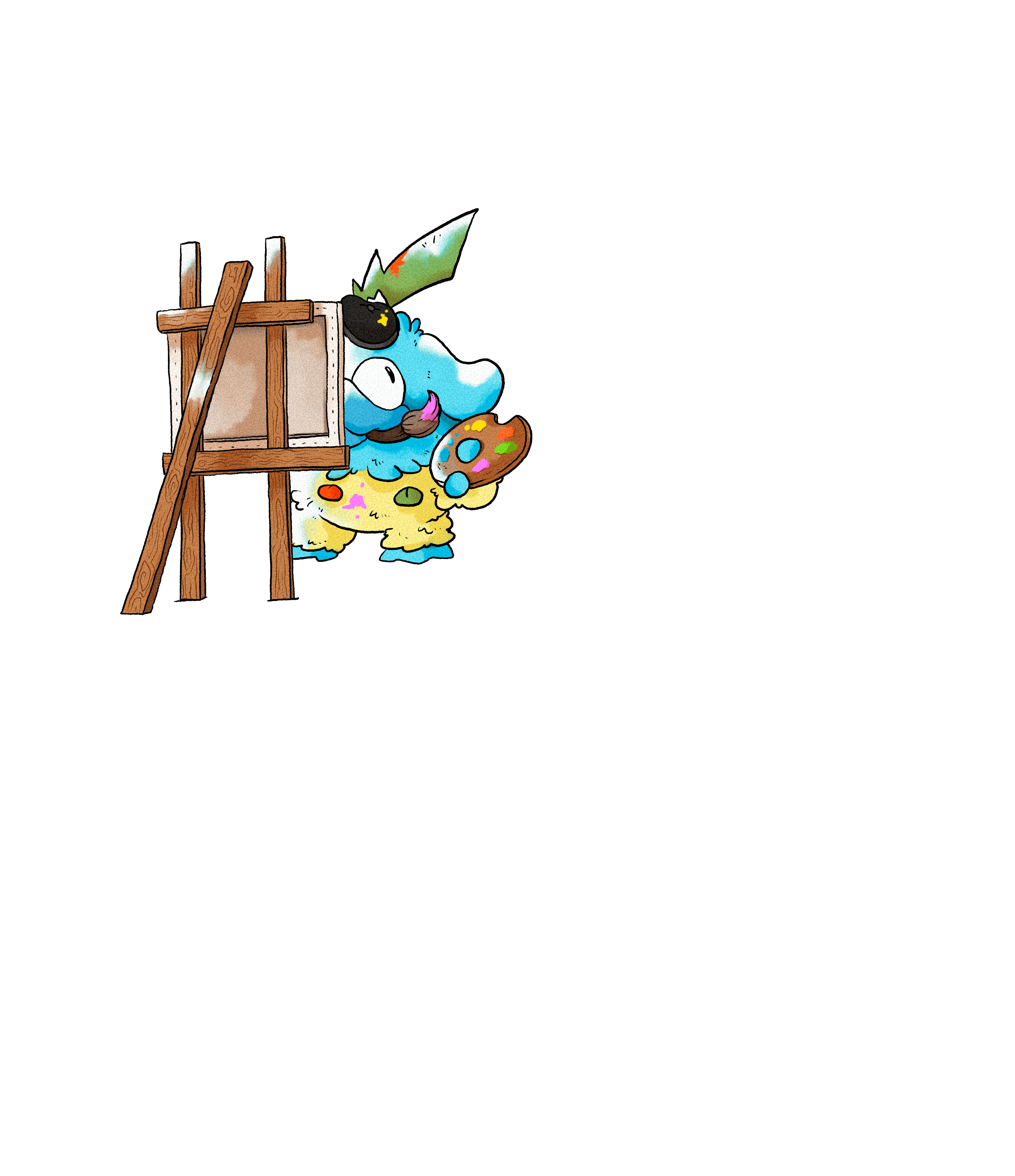 A MetaZoo character painting at an easel
