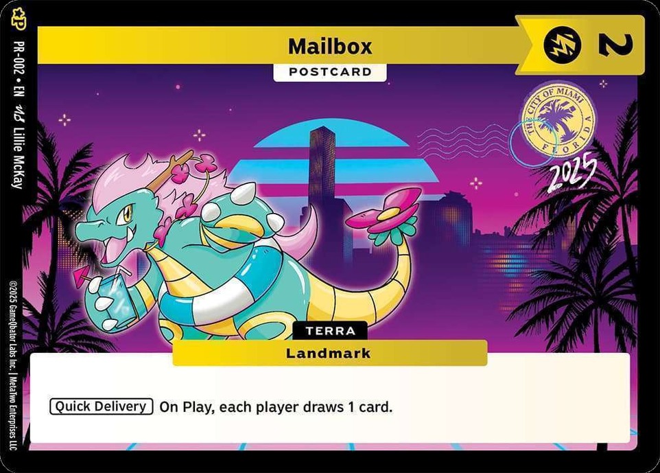 PR-002 Mailbox — Collect-A-Con 2025 Miami promotional postcard