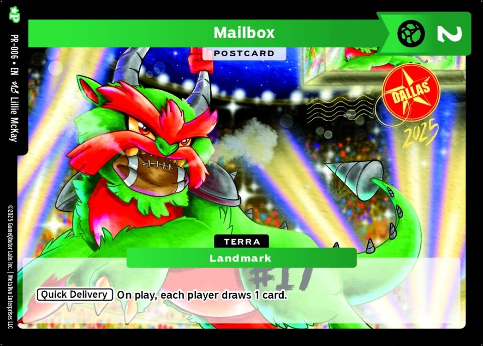 PR-006 Mailbox — Collect-A-Con 2025 Dallas promotional postcard